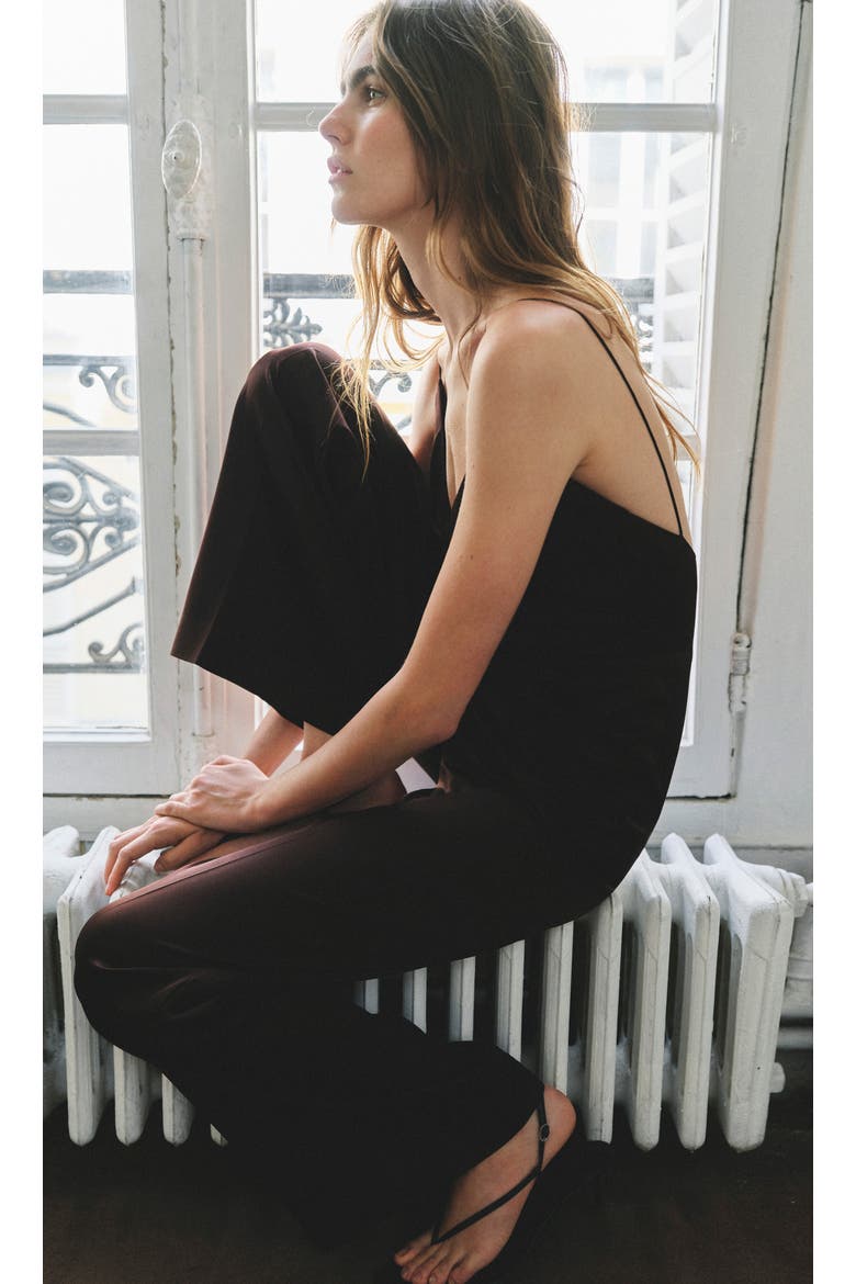 Mono Deep V-Neck Sleeveless Jumpsuit, Alternate, color, CHOCOLATE