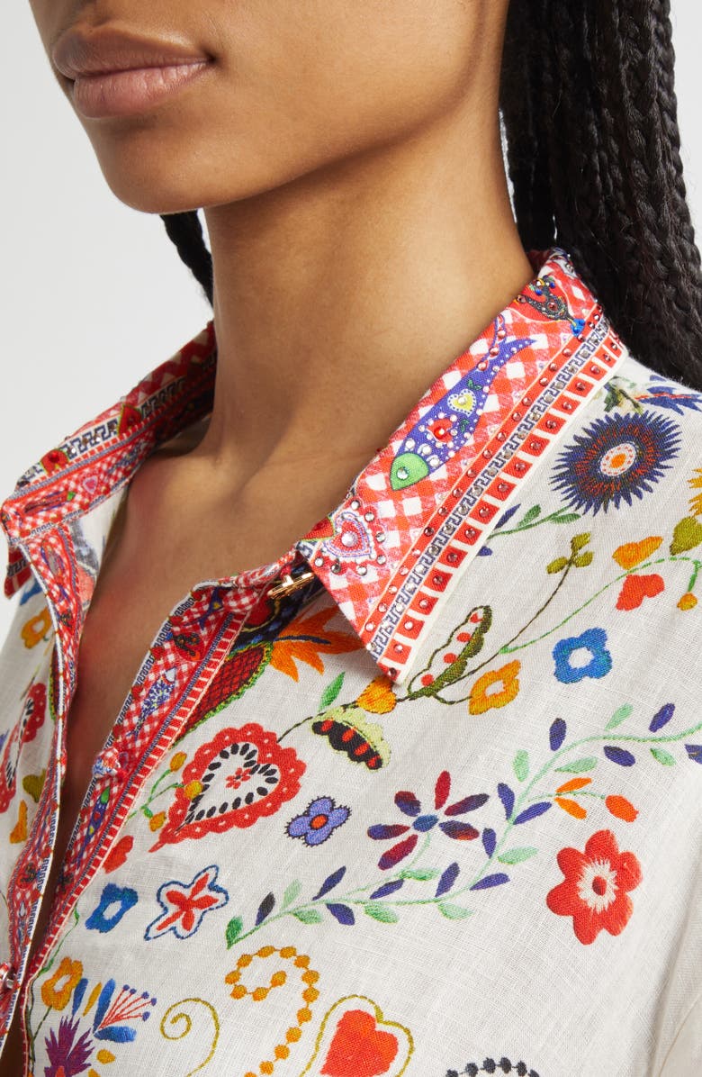 Camilla Tiered Long Sleeve Linen Shirtdress, Alternate, color, Faith Luck Justice