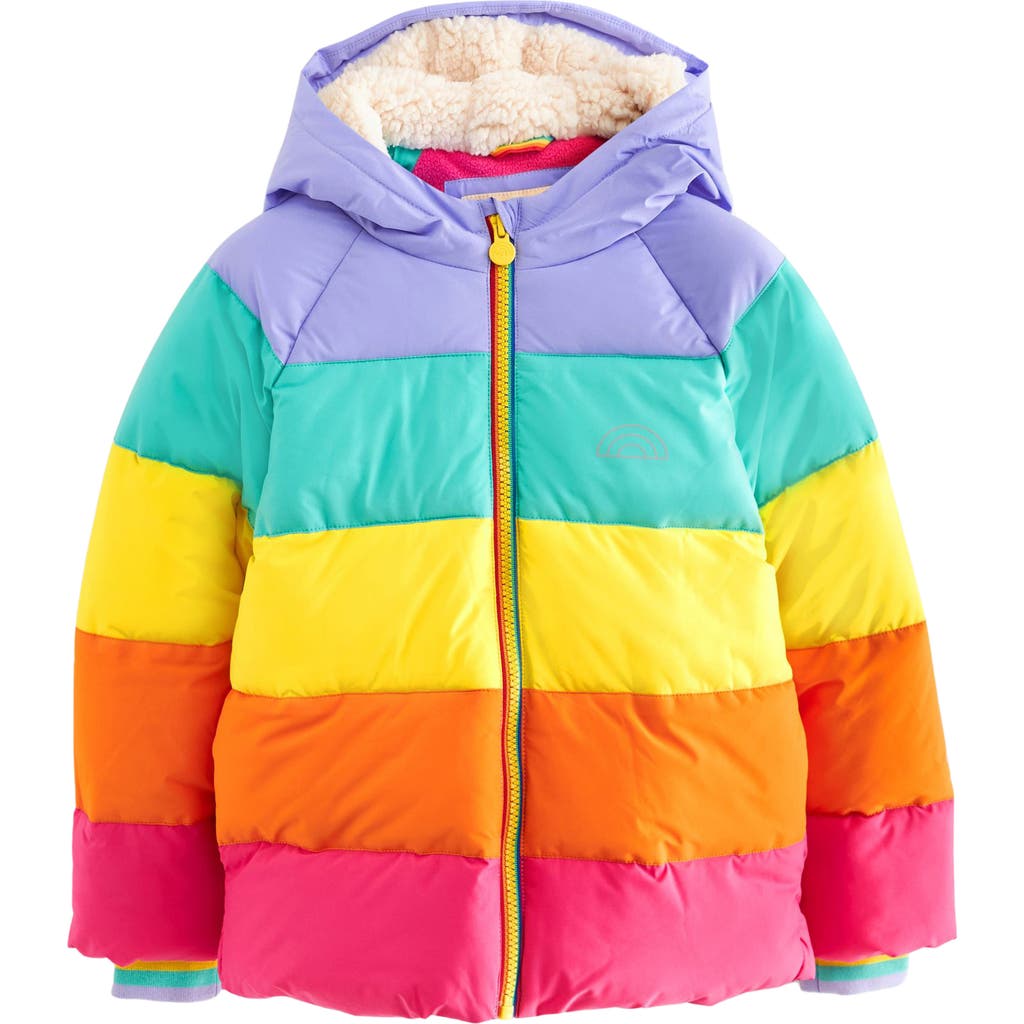 LITTLE BIRD LITTLE BIRD KIDS' RAINBOW COLORBLOCK QUILTED HOODED JACKET