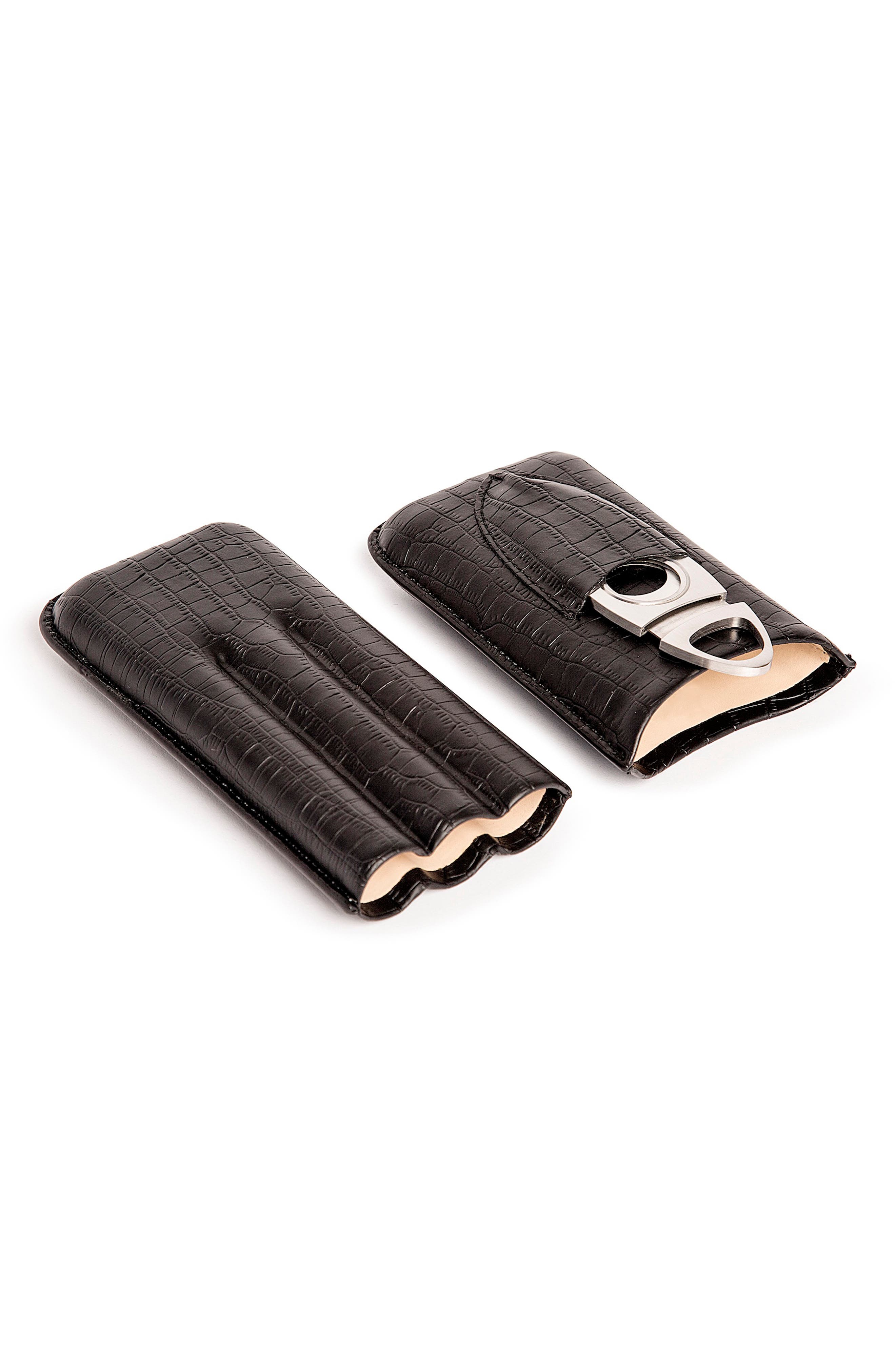 Croc Embossed Cigar Holder with Cutter