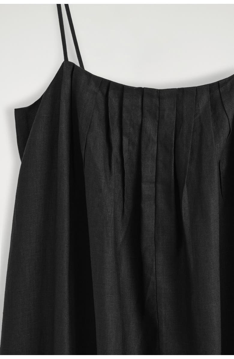 COS Pleated Linen Maxi Dress, Alternate, color, Black