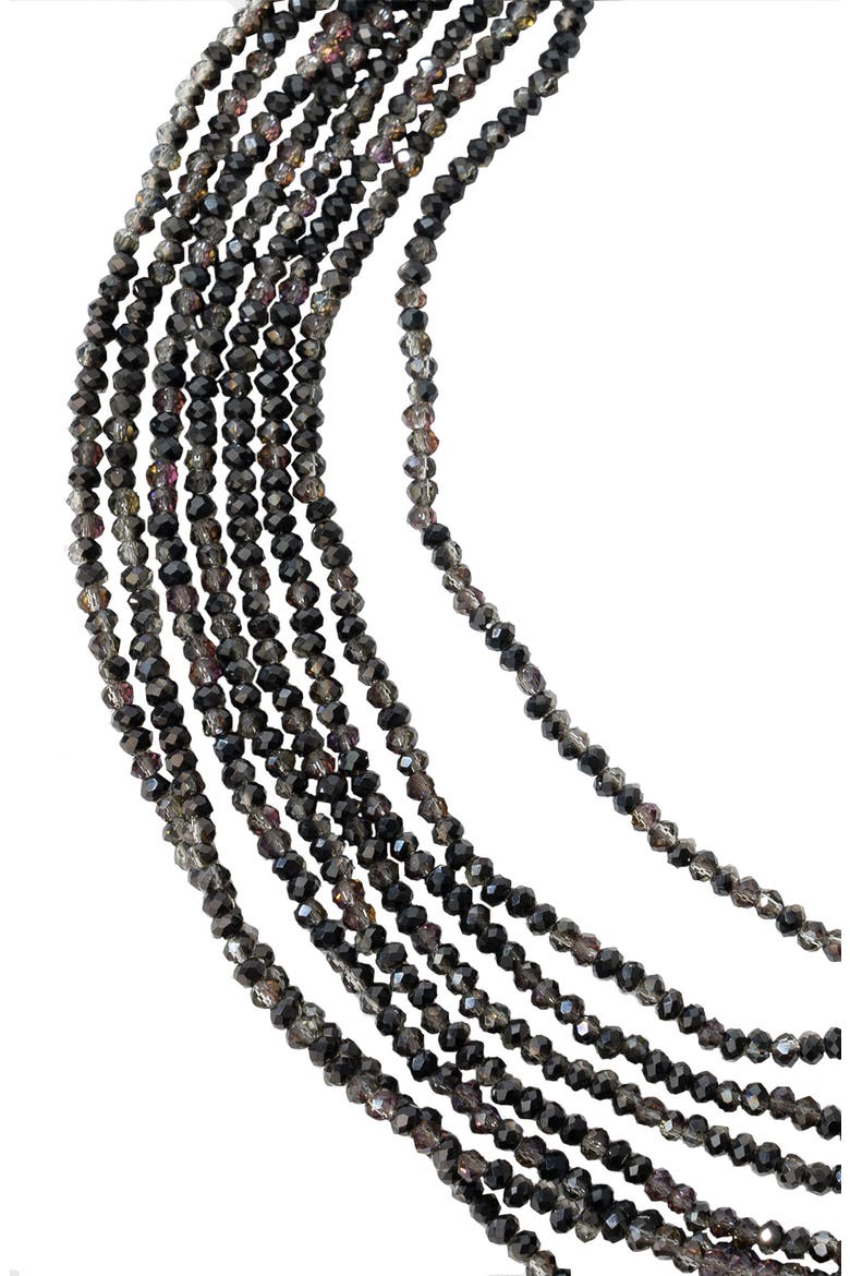 Multi Strand Short Crystal Necklace, Alternate, color, GUNMETAL
