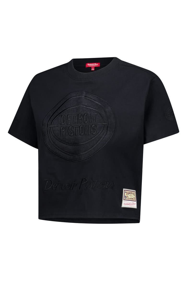 Women's Mitchell & Ness  Black Detroit Pistons Phantom Cropped T-Shirt, Alternate, color, Black