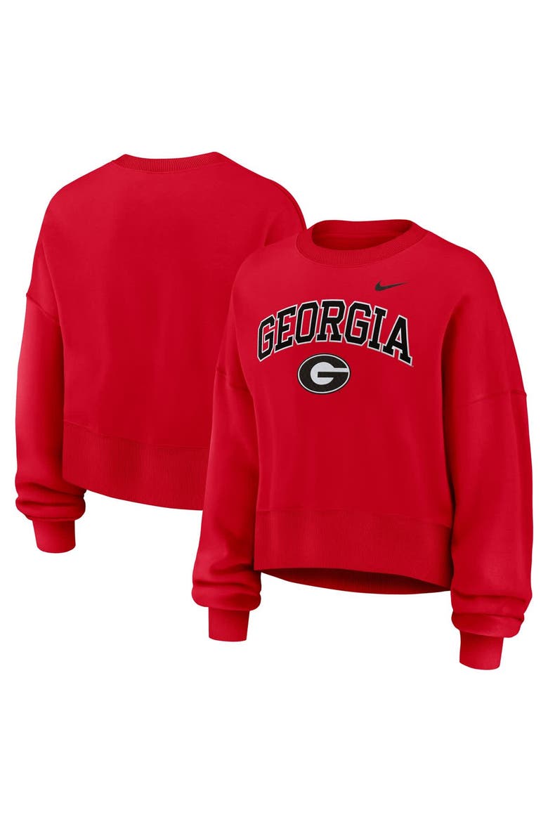 Women's Nike Red Georgia Bulldogs Oversized Phoenix Arch Pullover Sweatshirt, Main, color, Red