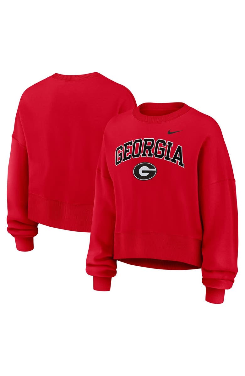 Nike Women's Nike Red Georgia Bulldogs Oversized Phoenix Arch Pullover Sweatshirt, Main, color, Red