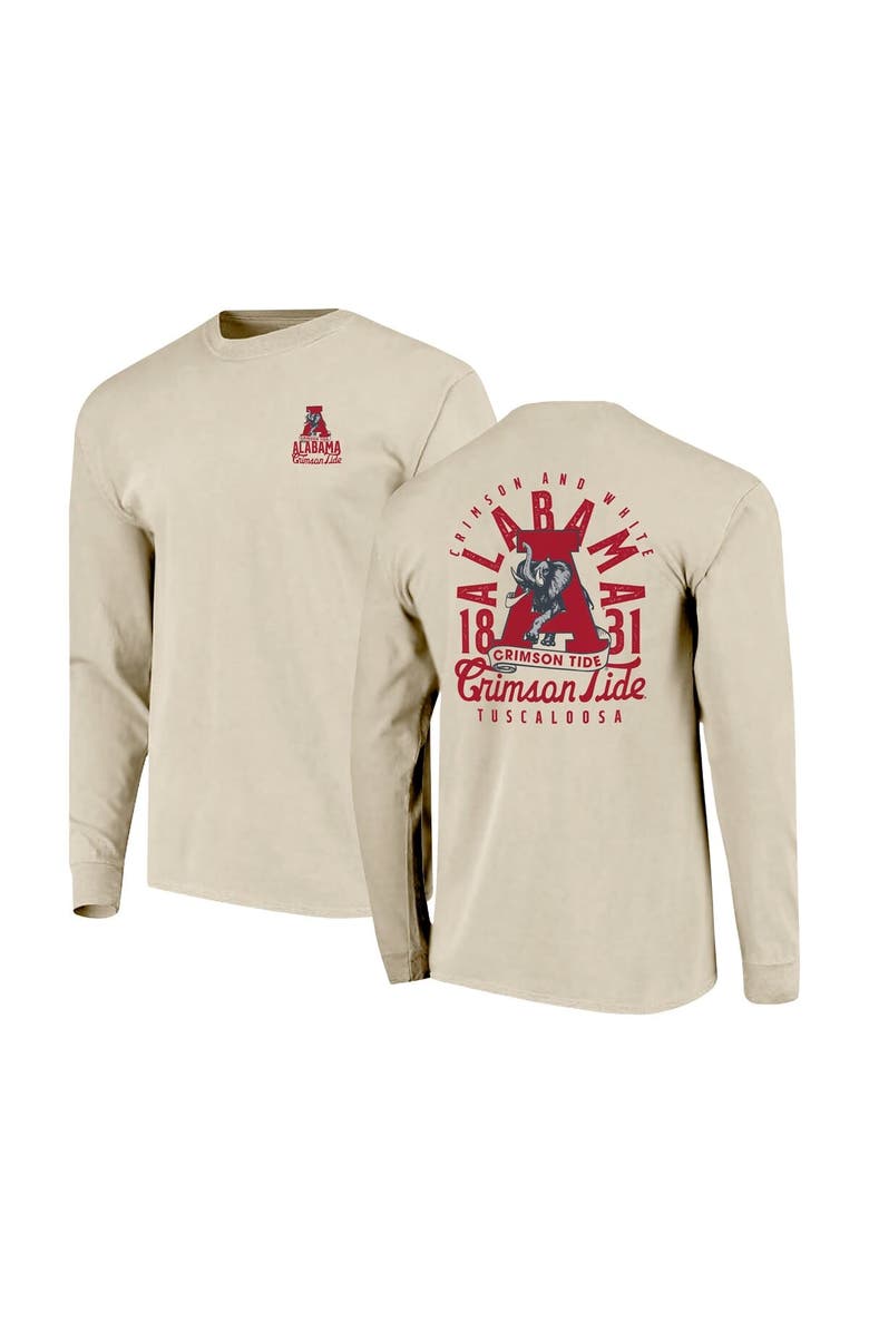 IMAGE ONE Men's Natural Alabama Crimson Tide Comfort Colors Mascot Overlay Long Sleeve T-Shirt, Main, color, Natural