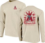 IMAGE ONE Men's Natural Alabama Crimson Tide Comfort Colors Mascot Overlay Long Sleeve T-Shirt