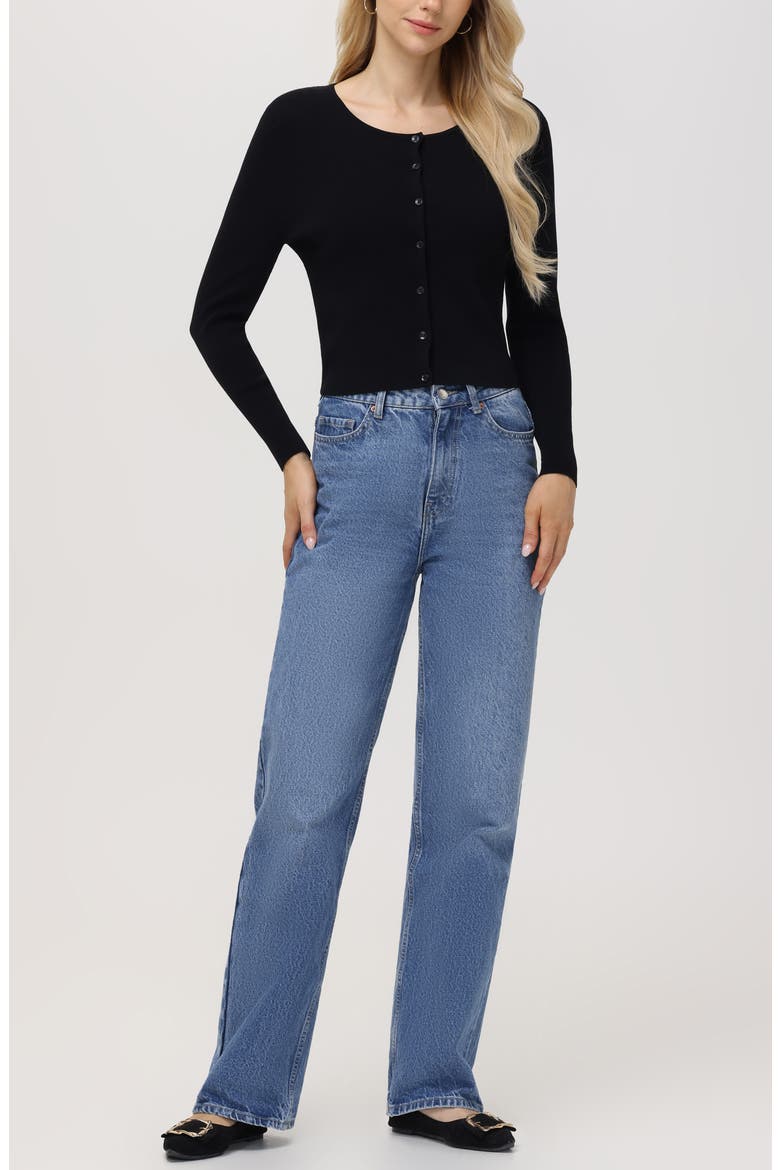 Eva Rib Cardigan, Alternate, color, BLACK