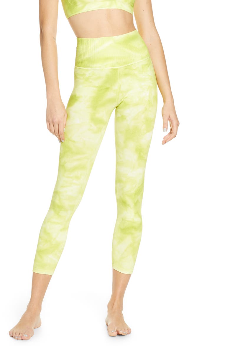 Om Shanti Tie Dye Leggings, Main, color, LIME
