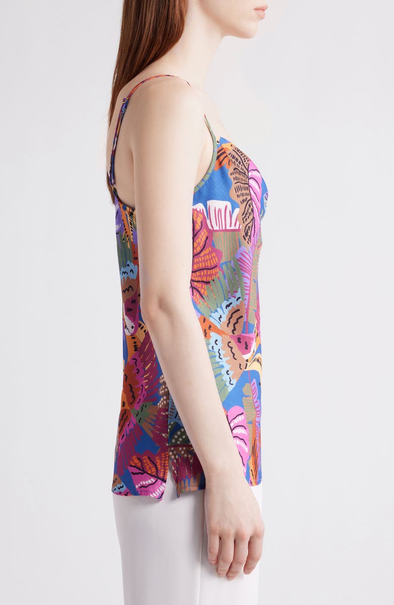 Tahari ASL Tropical Print Satin Camisole, Alternate, color, Wild Berry
