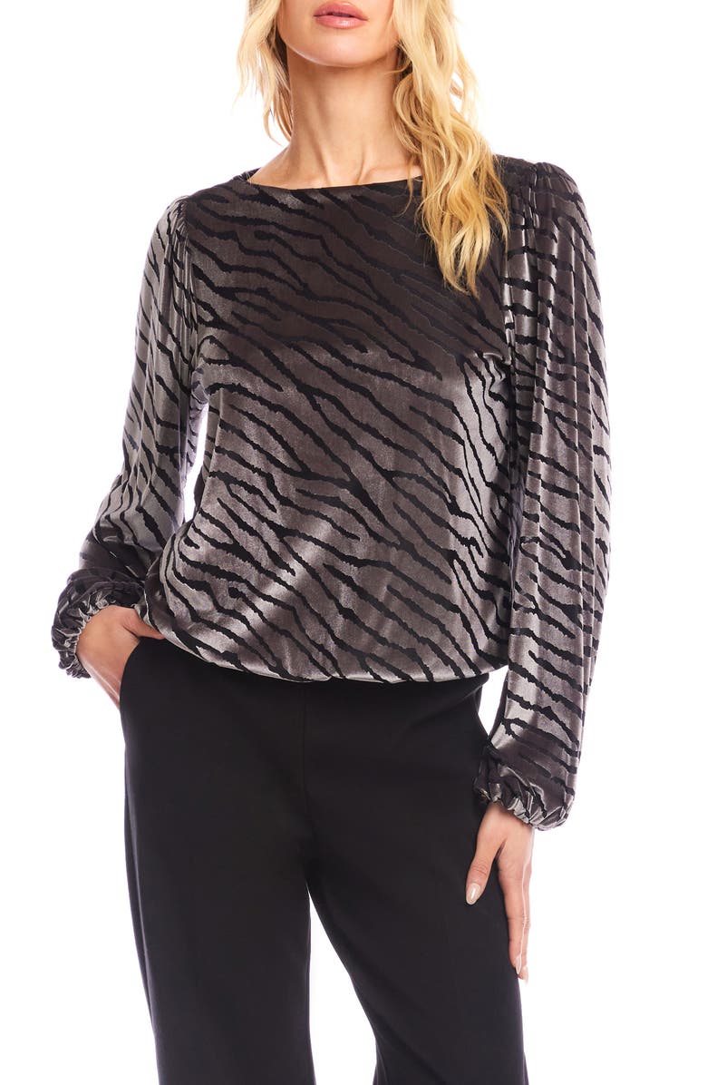 Karen Kane Zebra Stripe Velvet Burnout Top, Main, color, Zebra