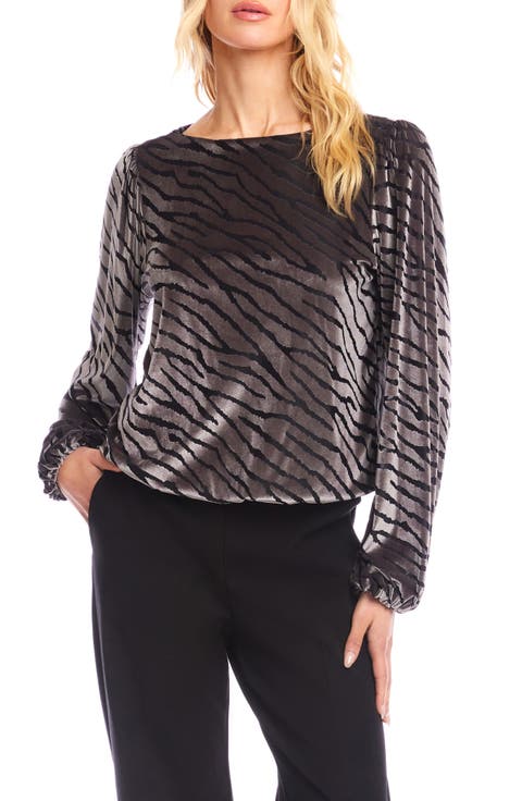 Zebra Stripe Velvet Burnout Top