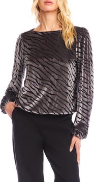 Karen Kane Zebra Stripe Velvet Burnout Top