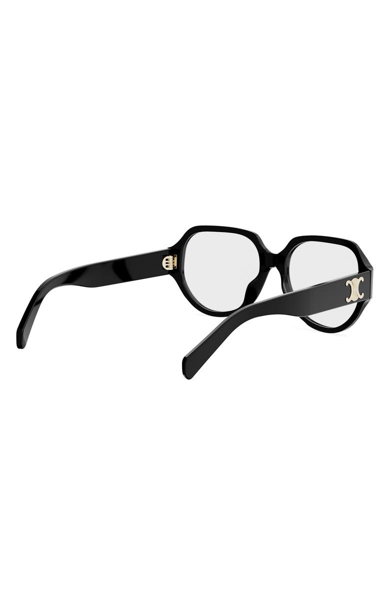 CELINE Triomphe 56mm Geometric Eyeglasses, Alternate, color, Shiny Black