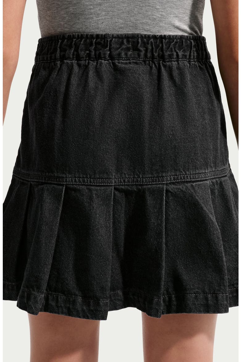 Kids' Sportswear Denim Pleated Skirt, Alternate, color, BLACK/ ANTHRACITE/ VOLT