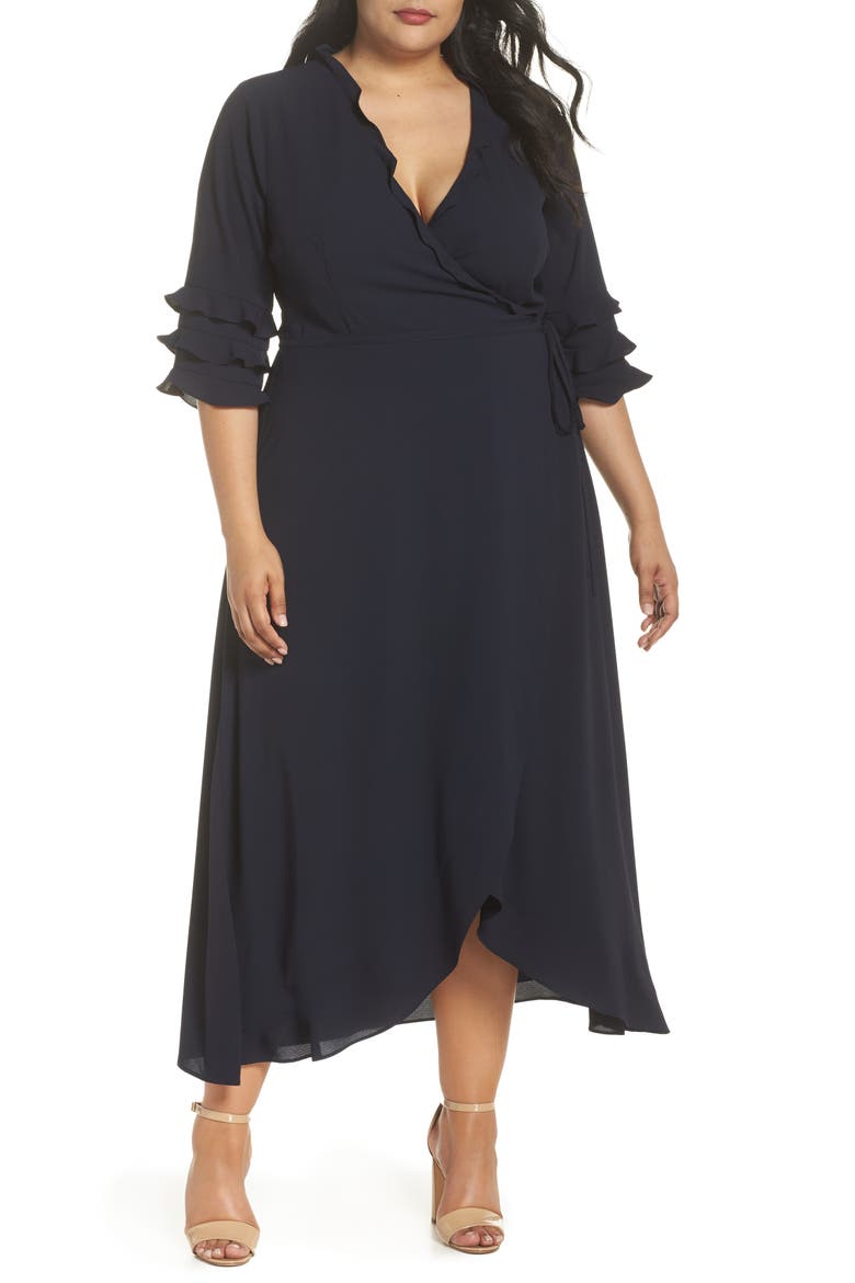 Bridgette Wrap Dress, Main, color, FRENCH NAVY