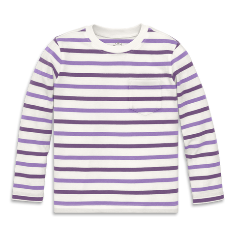 Kids Long Sleeve Pocket Tee In Varsity Stripe (toddler, Little Kid, Big Kid)
