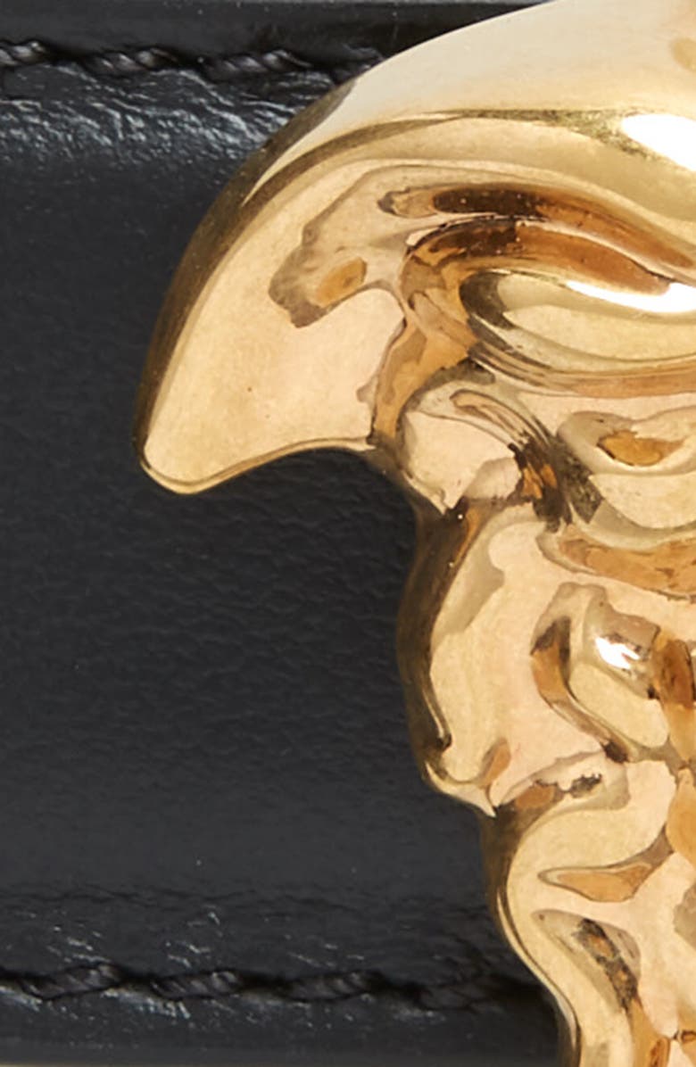 Versace Medusa Calfskin Leather Belt, Alternate, color, 