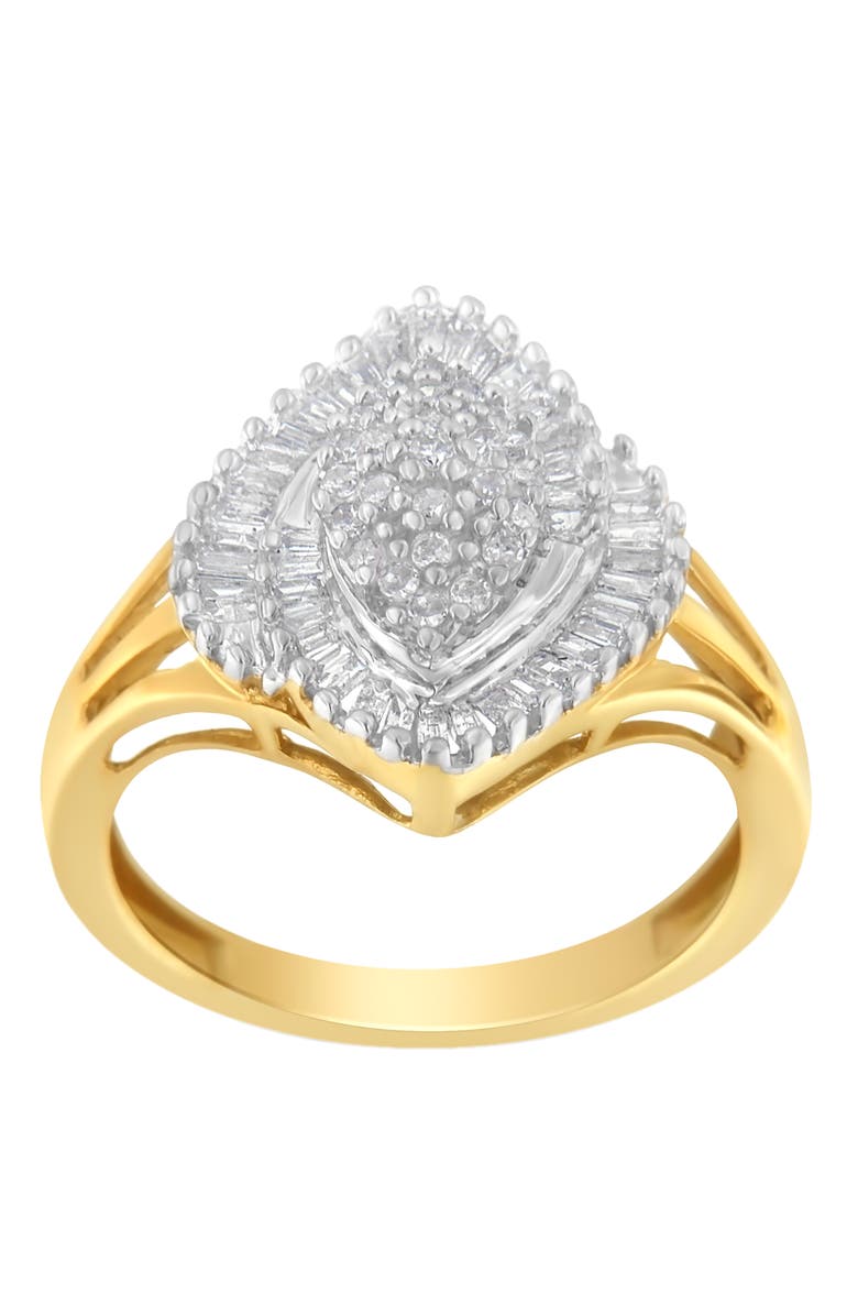 Haus of Brilliance 10K Yellow Gold 1/2 Cttw Diamond Swirl Cocktail Ring, Alternate, color, Yellow Gold