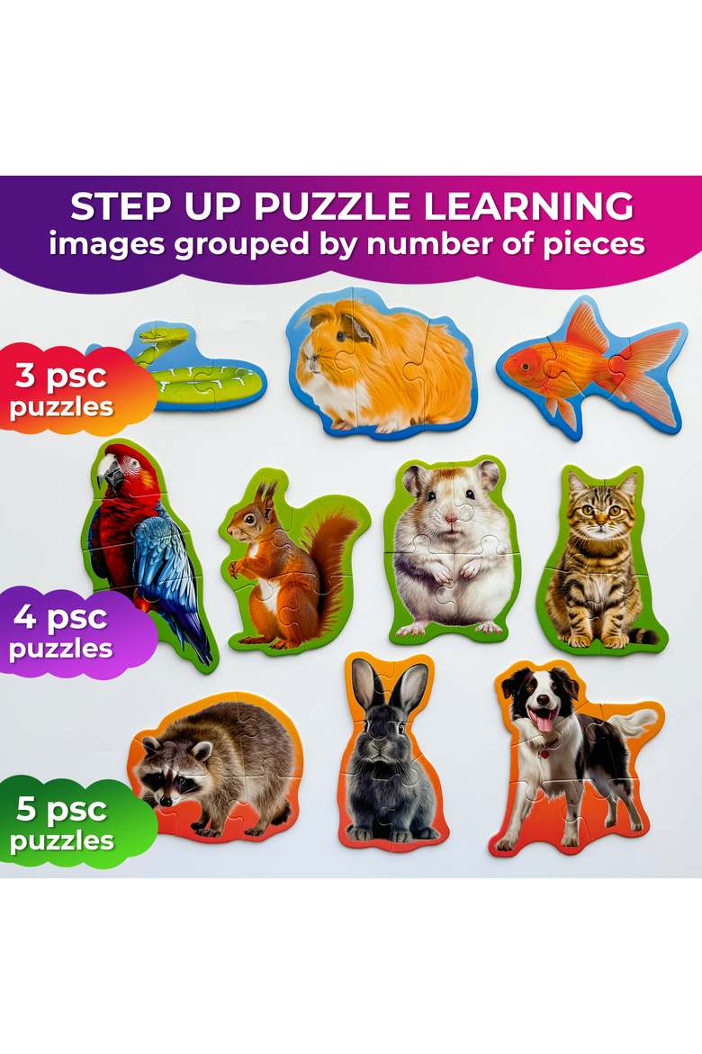 Large Floor Puzzle Set for Toddlers - 40 Piece Progressive Jigsaw Puzzles, Alternate, color, Pet Animals