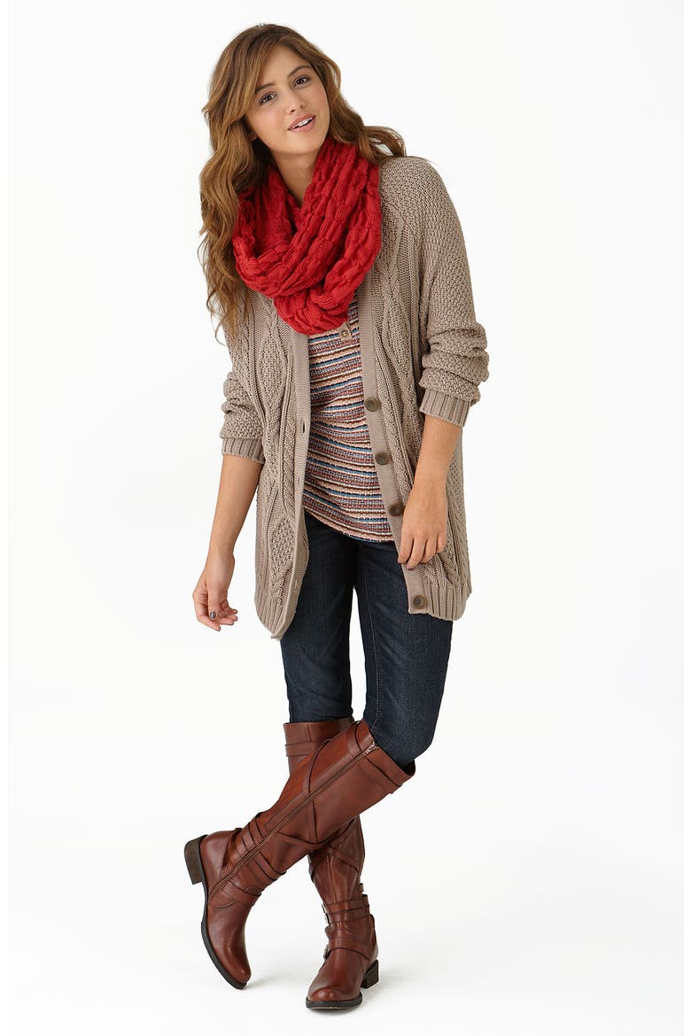 Textured Check Infinity Scarf, Main, color, PURPLE VINE
