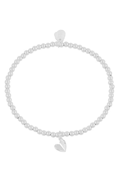 Estella Bartlett Sienna Folded Heart Beaded Stretch Bracelet In Silver