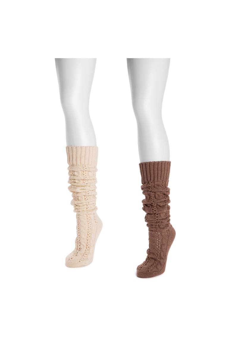 Slouch Knit Cable Socks 2 Pair Pack, Main, color, Rose/Ivory