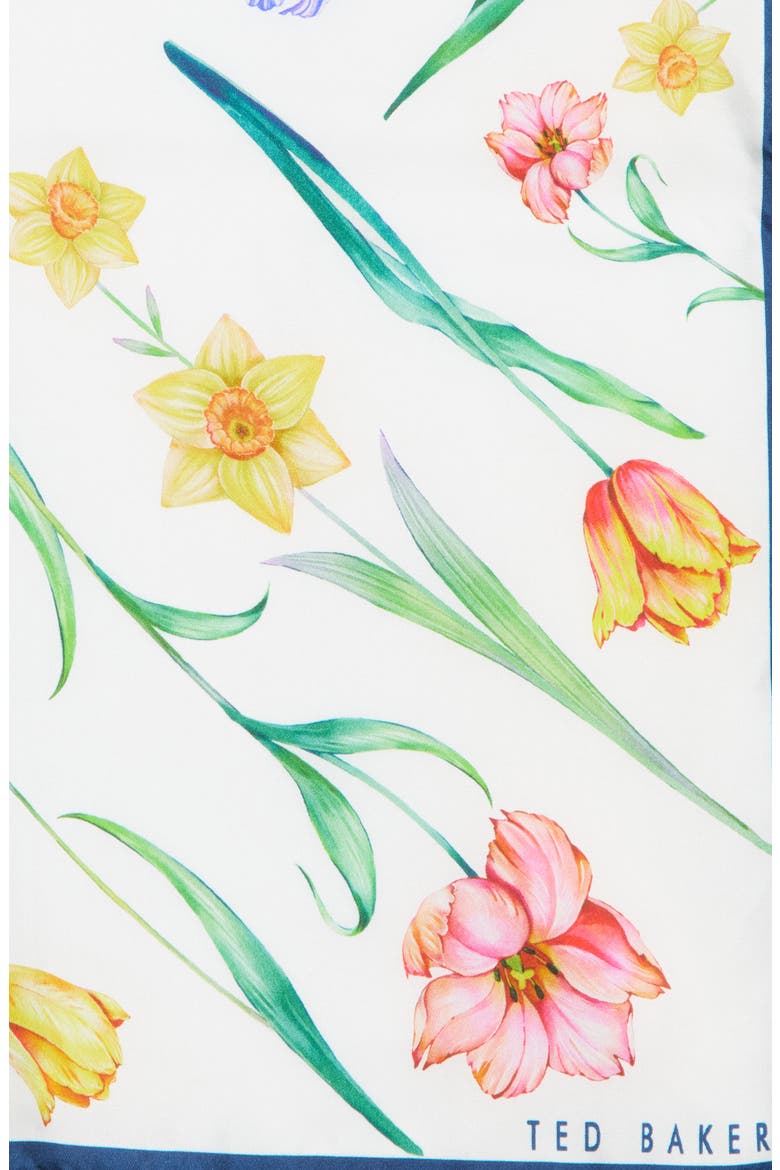 Floral Silk Twill Square Scarf, Alternate, color, BLUE
