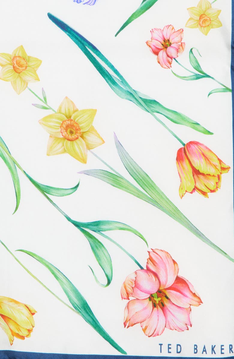 Ted Baker London Floral Silk Twill Square Scarf, Alternate, color, Blue