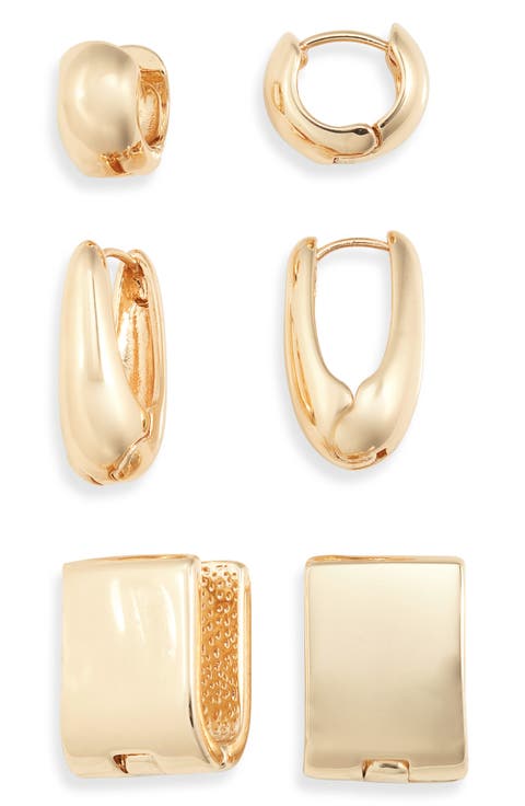 Set of 3 Geometric Hoop Earrings