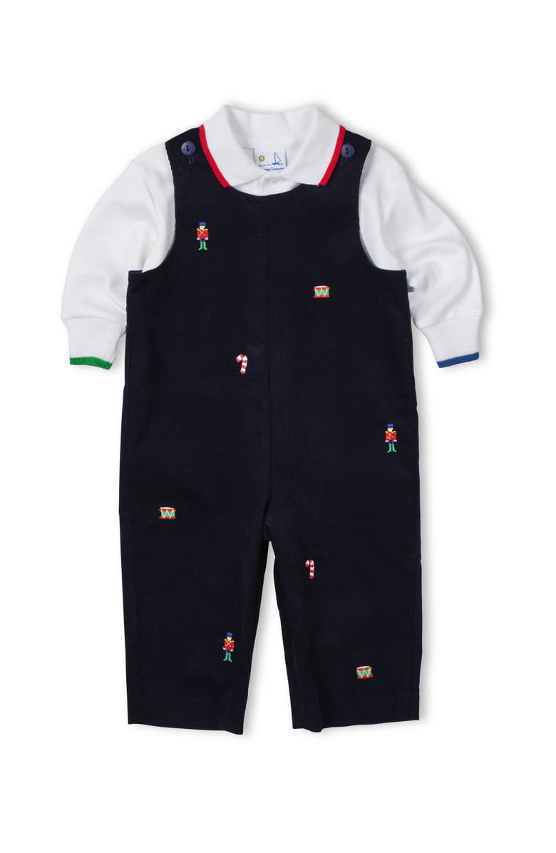 Florence Eiseman Corduroy Longall With Allover Embroidery, Alternate, color, Navy, Red, Green, White