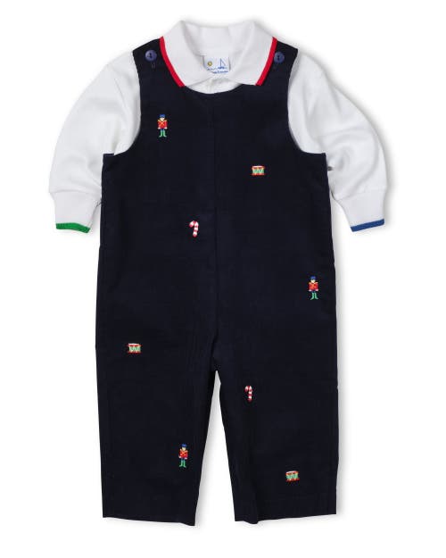 Florence Eiseman Corduroy Longall With Allover Embroidery In Black