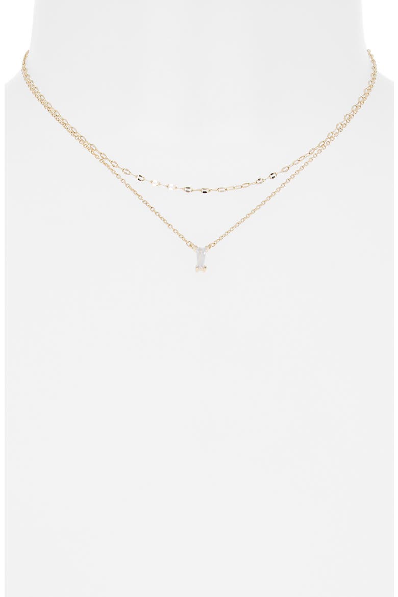 Baguette Cubic Zirconia Pendant Layered Necklace, Alternate, color, CLEAR- GOLD
