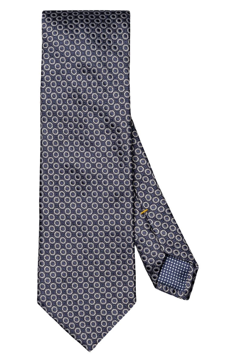Eton Dot Jacquard Silk Tie, Main, color, Navy