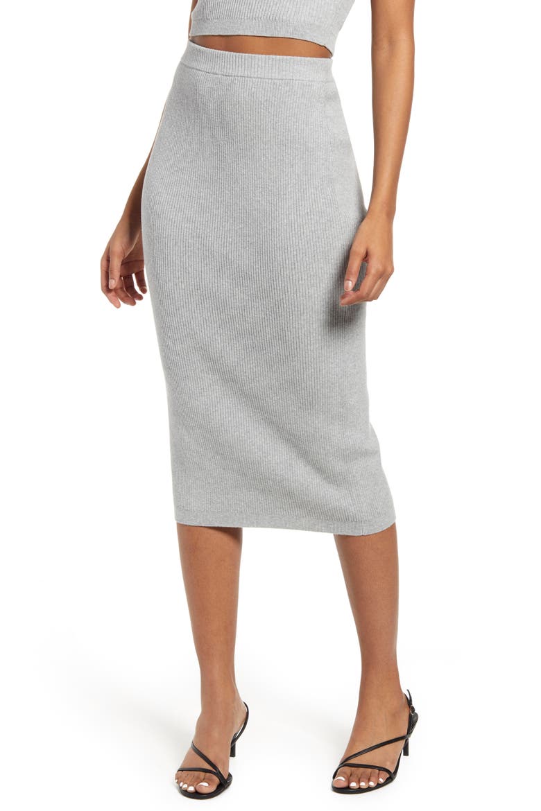 Rib Sweater Skirt, Main, color, GREY HEATHER