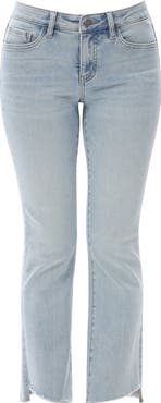 Bayeas Frayed Step Hem Mid Rise Ankle Bootcut Jeans