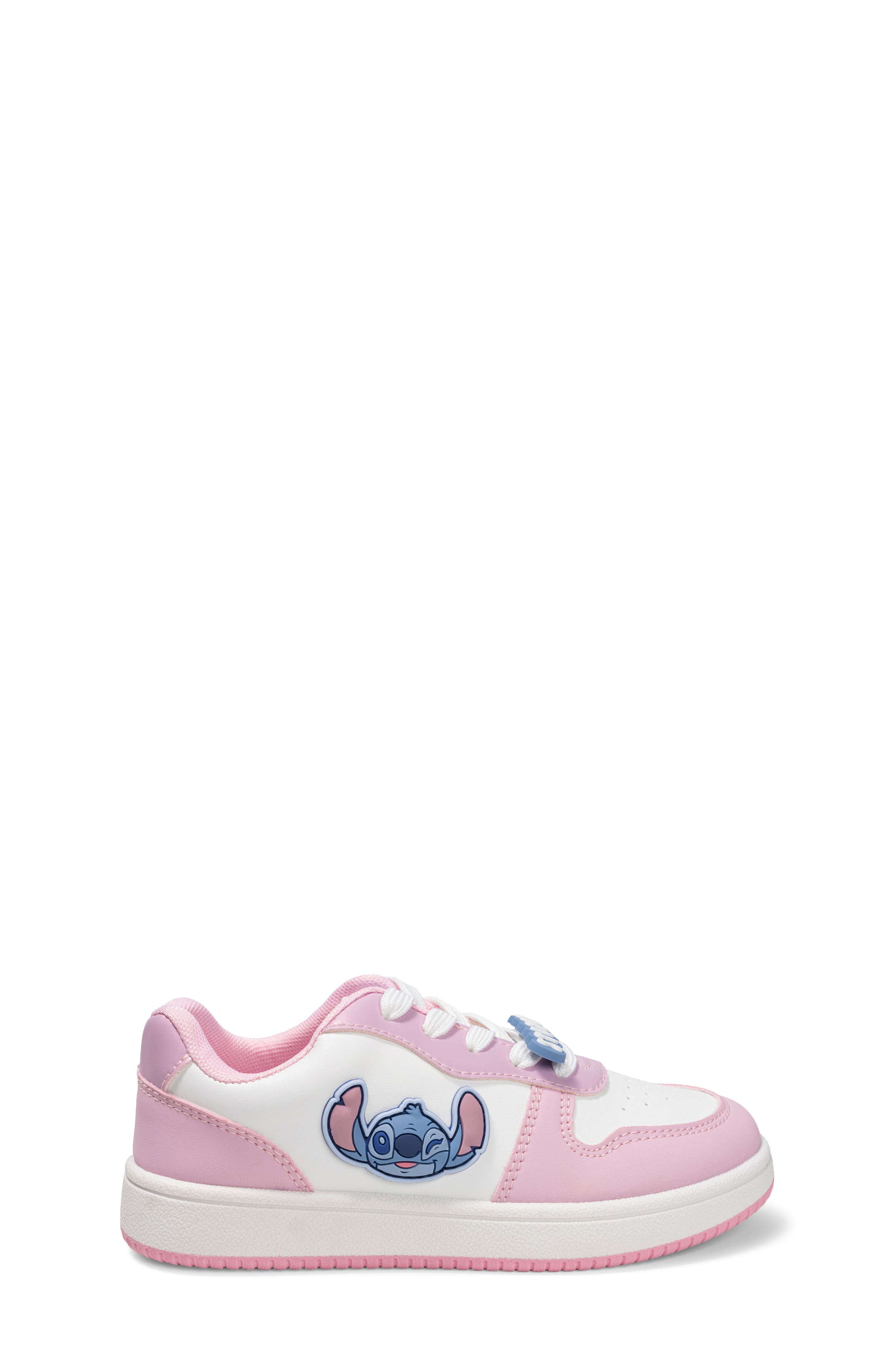 Kids' Stitch Faux Leather Court Sneaker, Alternate, color, WHITE/ PINK