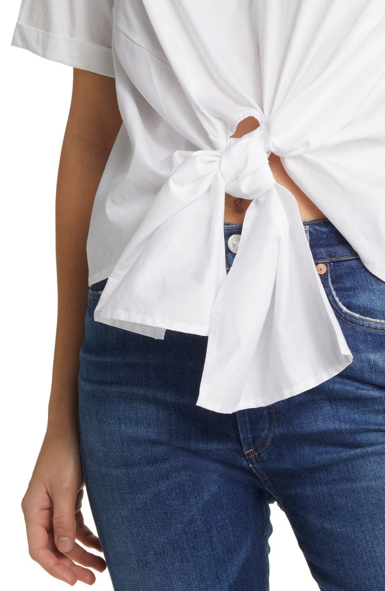 NIKKI LUND Alexis Tie Front Poplin Top, Alternate, color, White
