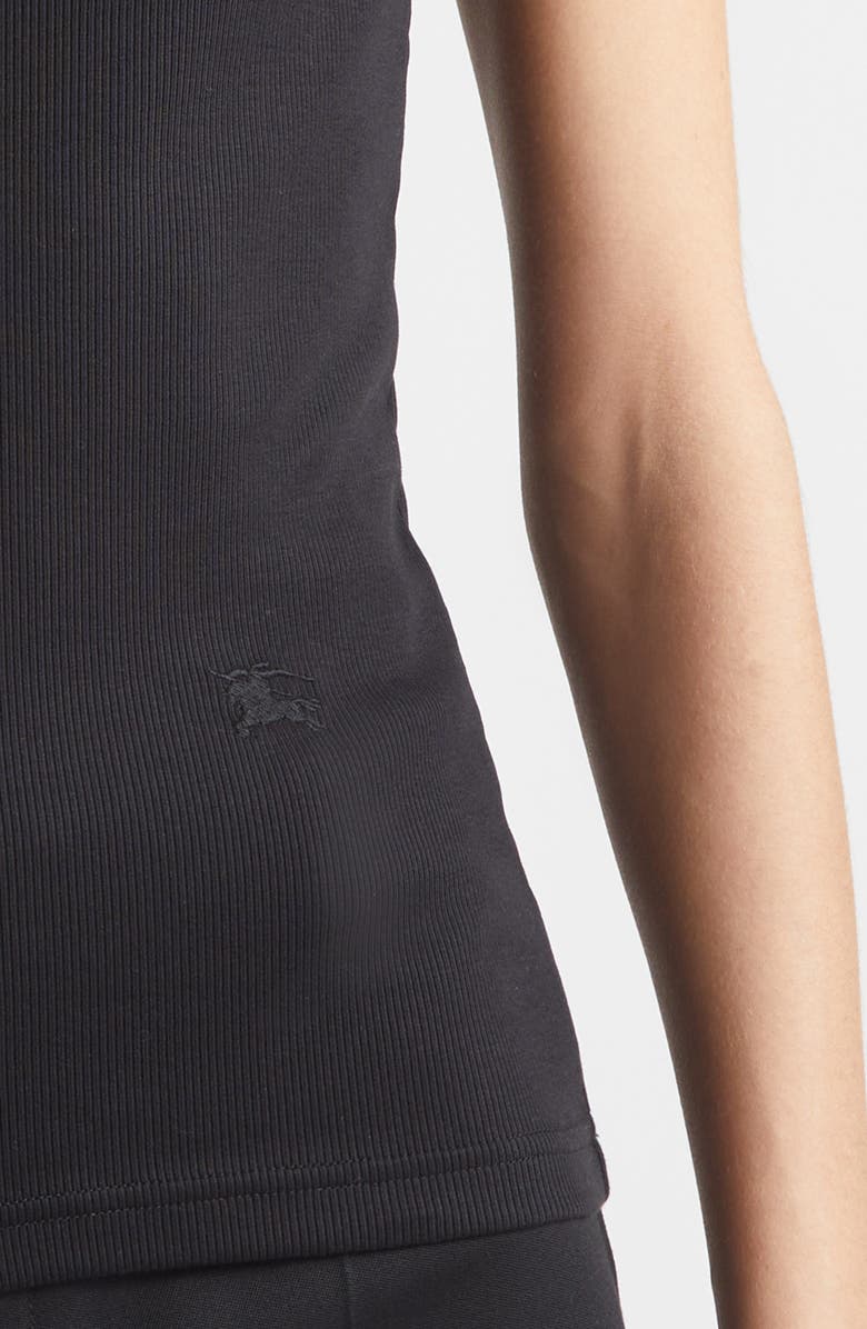 Burberry Stephanie Slim Fit Check Trim Stretch Cotton Rib T-Shirt, Alternate, color, 