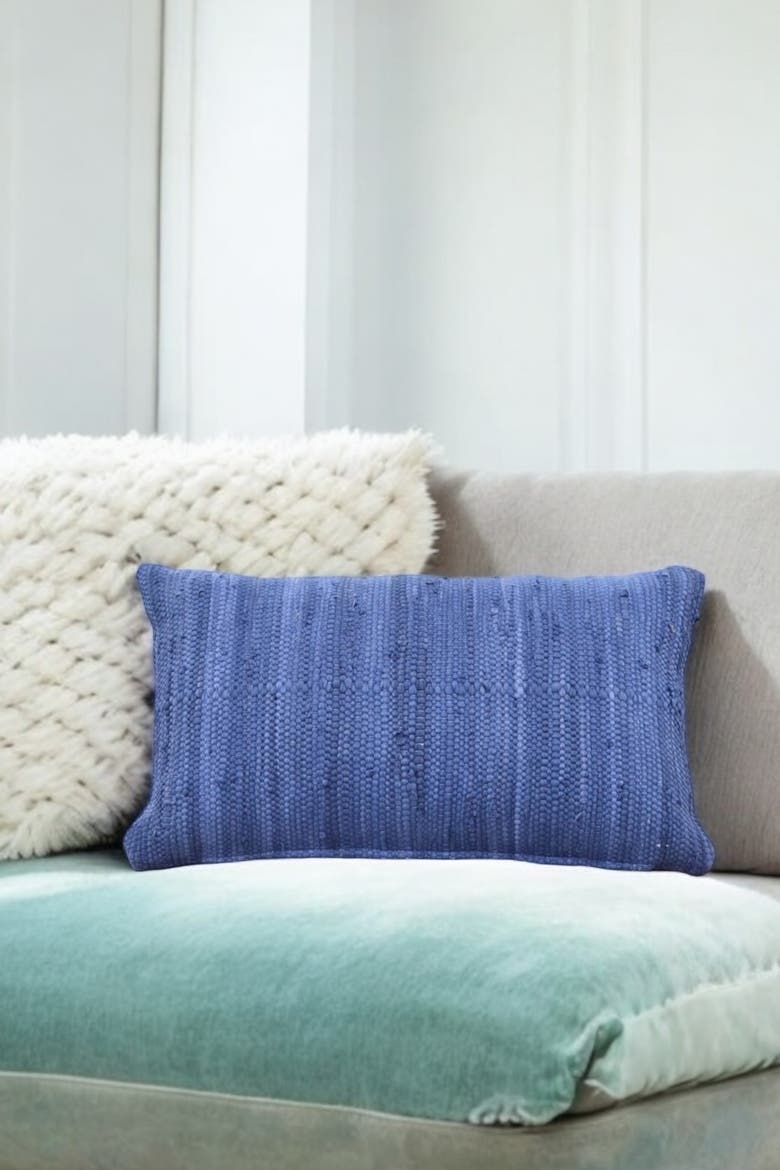 Chindi Lumbar Pillow Cover, Alternate, color, Marine