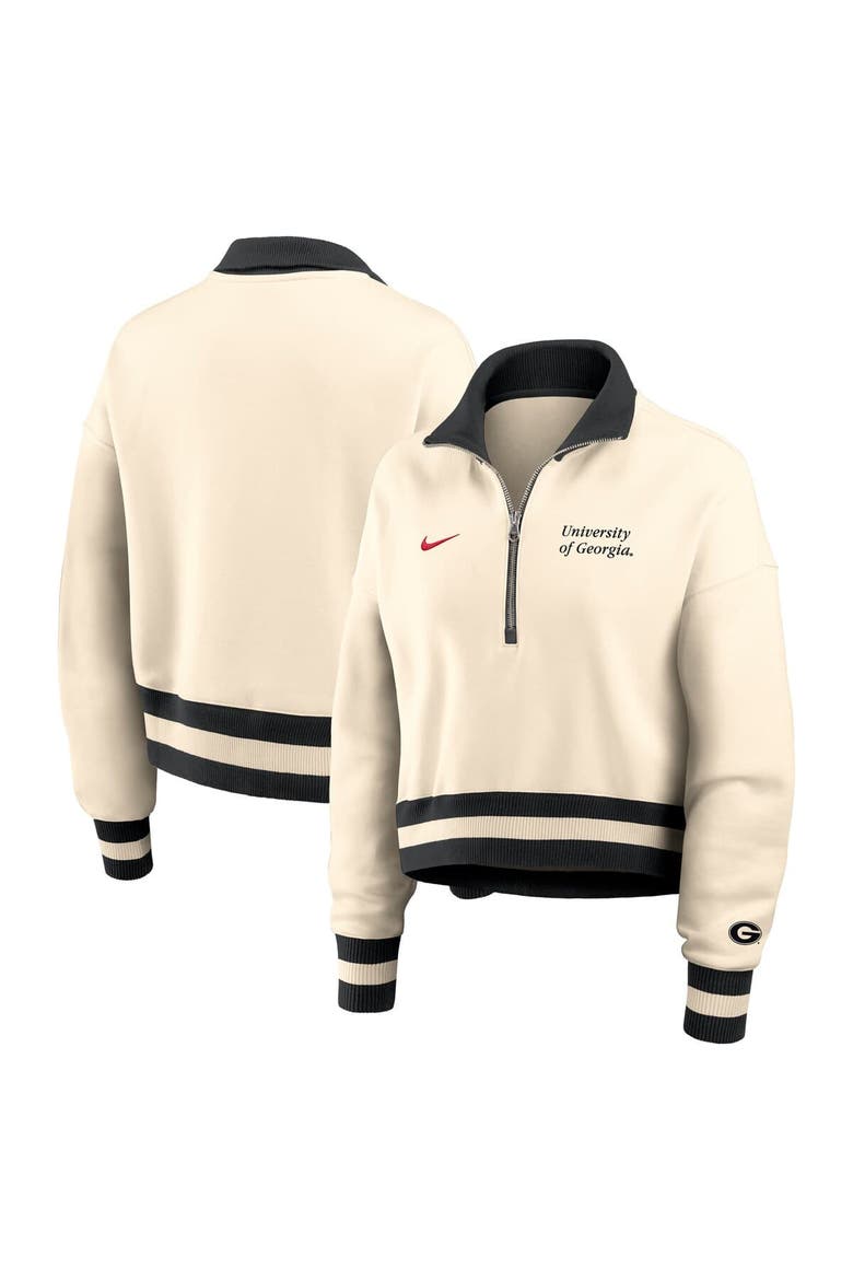 Women's Nike Tan Georgia Bulldogs Legacy Half-Zip Sweatshirt, Alternate, color, Cream