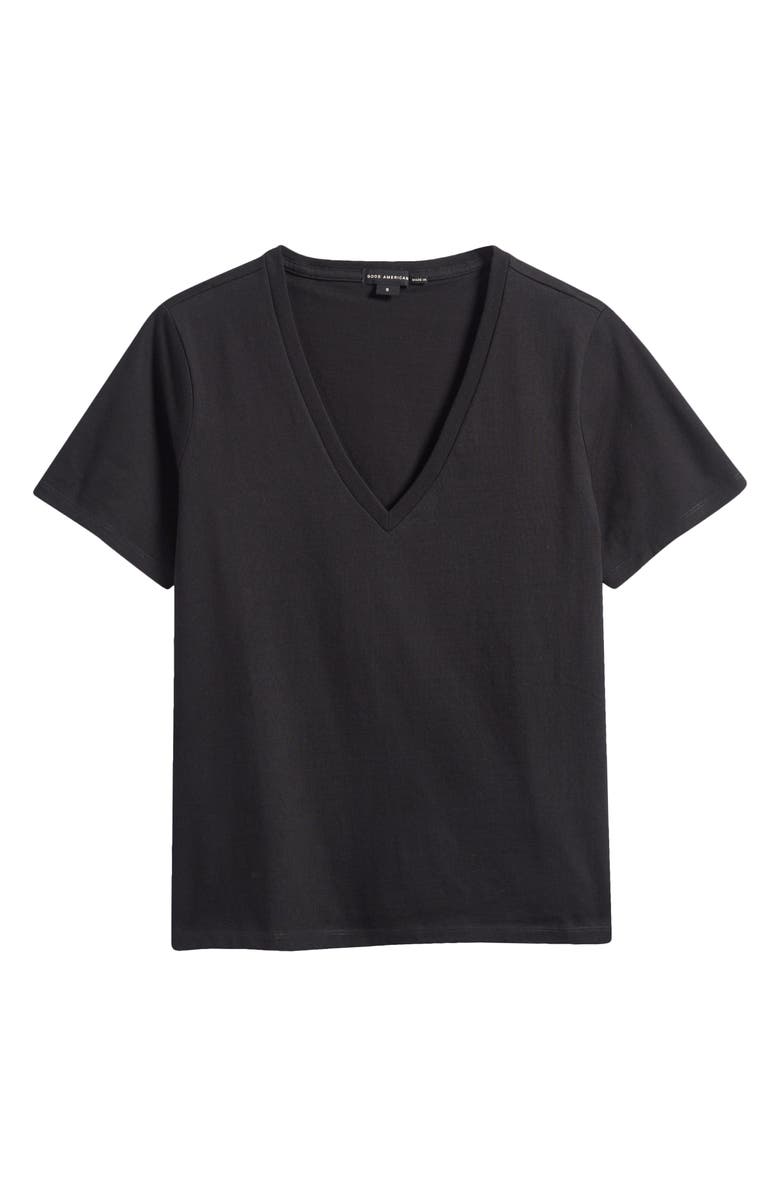 Good American Heritage V-Neck T-Shirt, Alternate, color, Black001