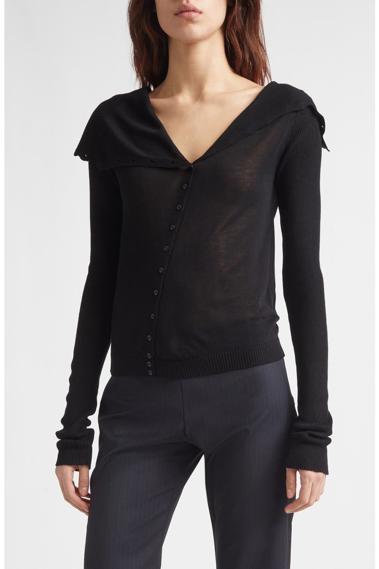 Igna Diagonal Button Sweater, Main, color, BLACK