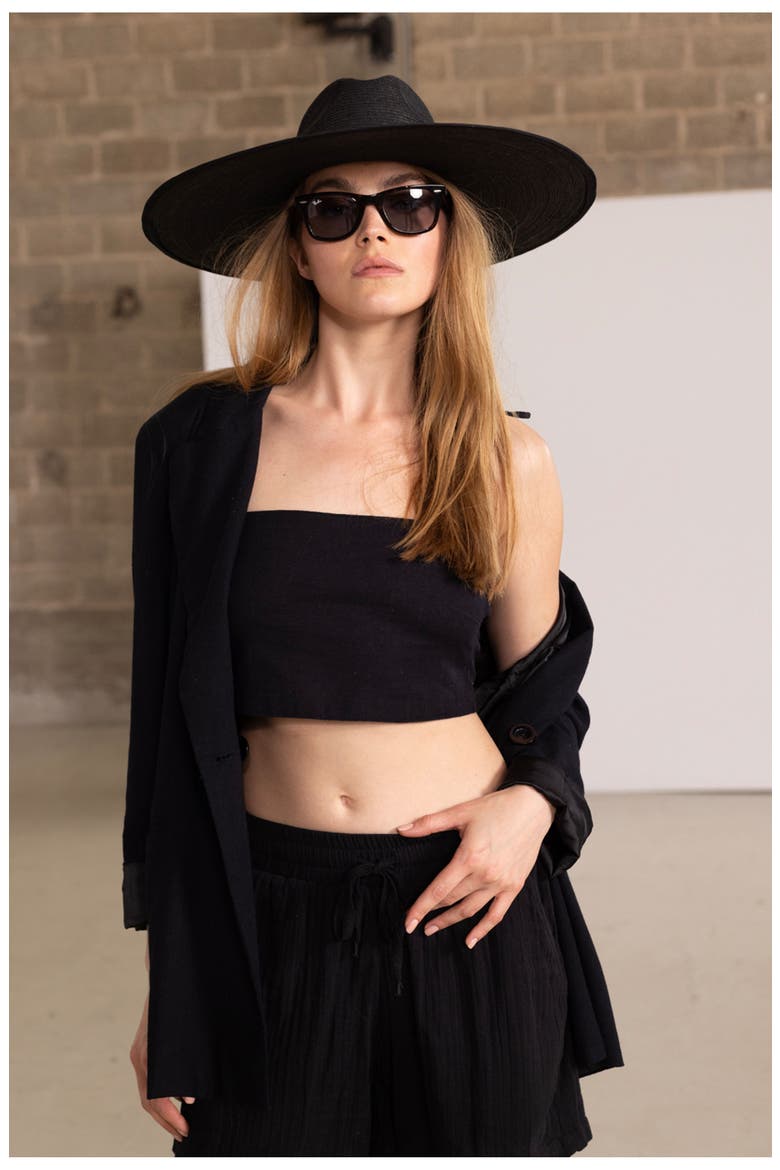 Resort Tie Swim Cover Up Top, Alternate, color, Black