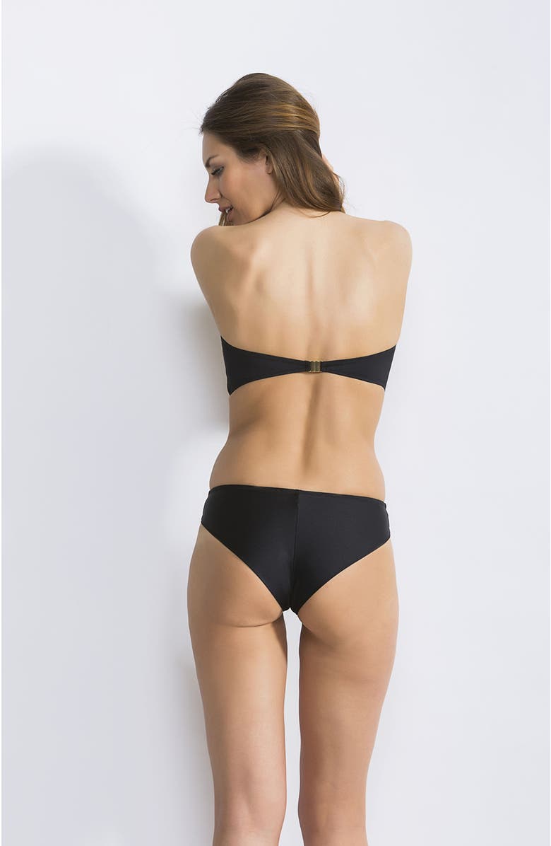 NESSI BYRD Gold-Beaded Link Embellished Bandeau Bikini Set, Alternate, color, Black