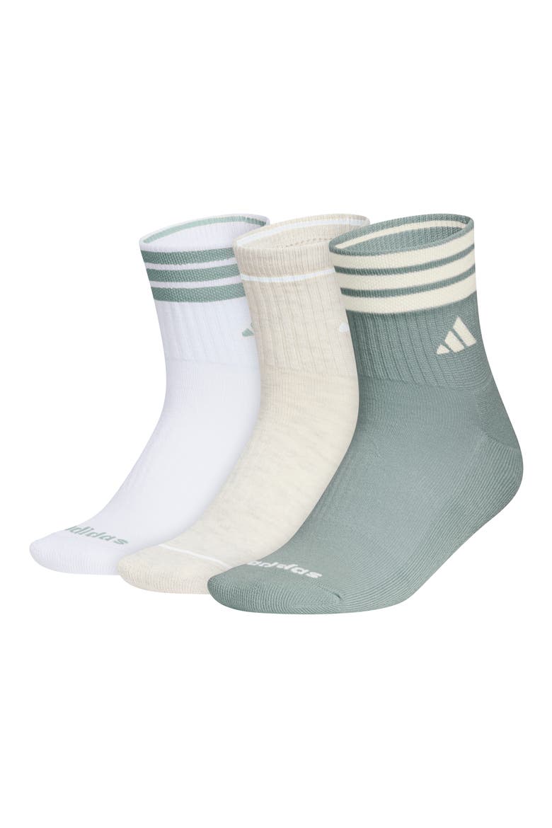 3-Stripe 4.0 3-Pack High Quarter Socks, Main, color, LIGHT GREEN