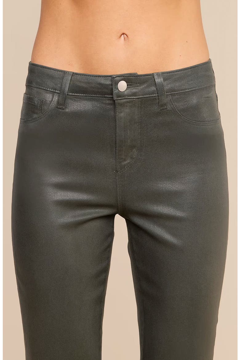 Kendra Coated High Waist Crop Flare Jeans, Alternate, color, ASH OLIVE COATED