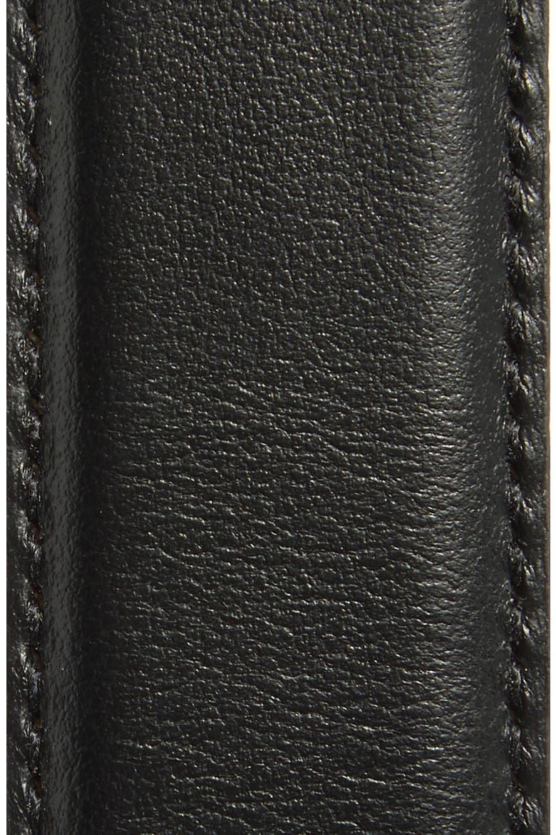 The Chain Detail Leather Belt, Alternate, color, BLACK