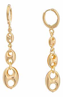 Mariner Link Drop Huggie Hoop Earrings
