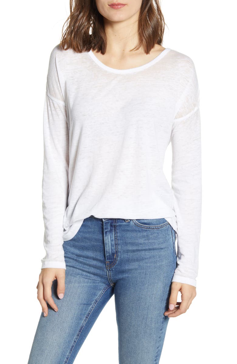 Splendid Zander Long Sleeve Burnout Tee, Main, color, 